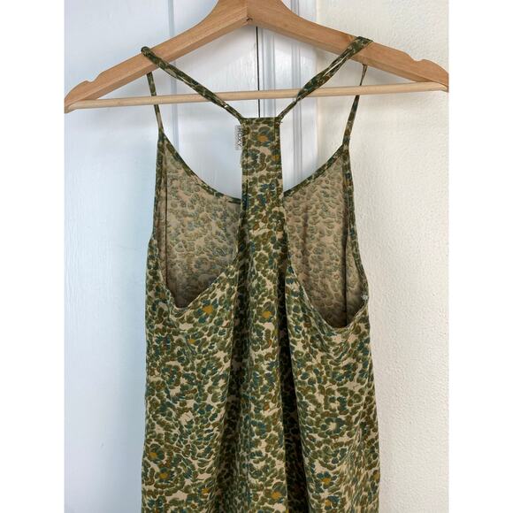 Roxy Women's Size S Tan Green Floral Sleeveless Racerback Mini Sundress - Picture 3 of 6